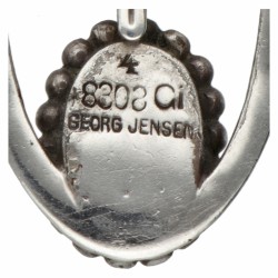 Vroeg zilveren Georg Jensen collier met no.4 art nouveau hanger bezet met barnsteen en chrysopraas - 830/1000.
