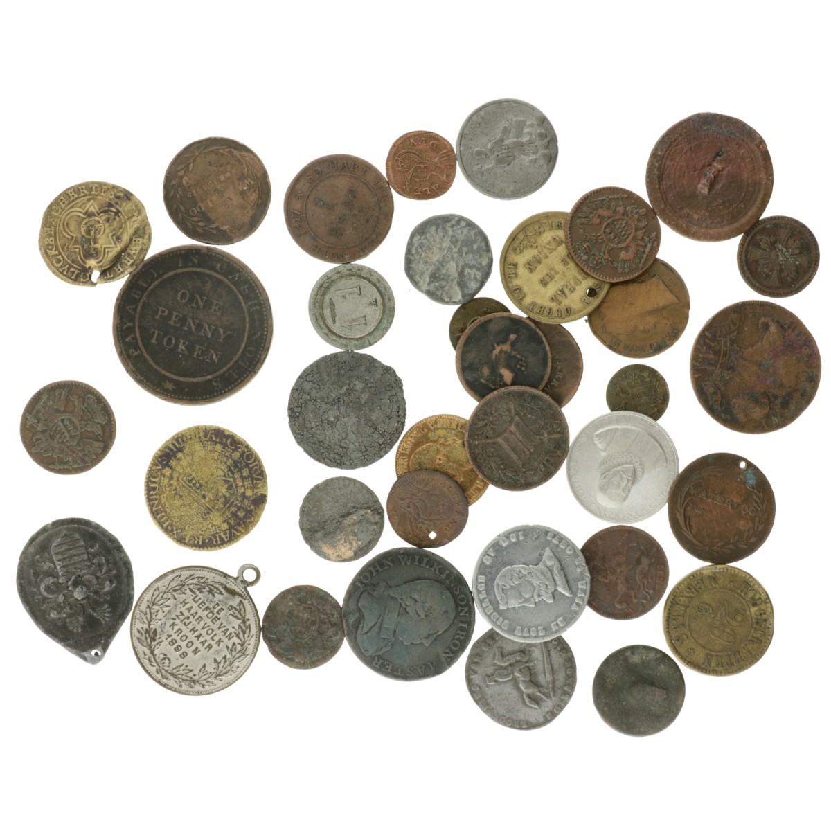 Europe. Lot (36) Jetons and other tokens.
