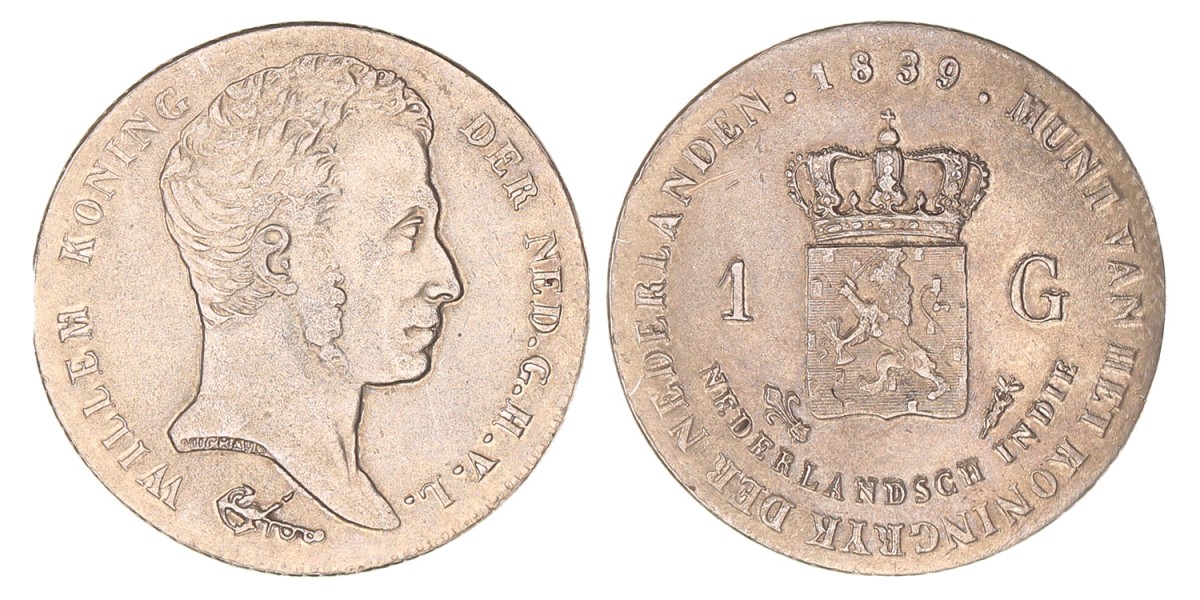 1 Gulden. Willem I. 1839. Prachtig -.