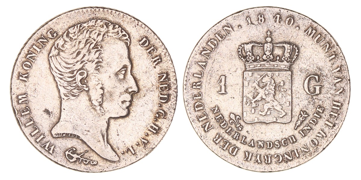 1 Gulden. Willem I. 1840. Zeer Fraai.