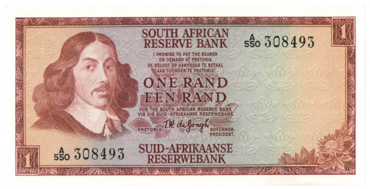 South Africa. 1 Rand. Banknote. Type 1967. Type Jan van Riebeeck. - UNC.