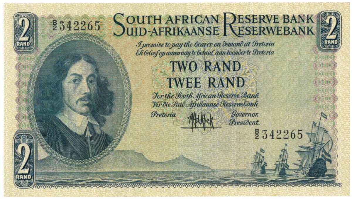 South Africa. 2 Rand. Banknote. Type 1961. Type Jan van Riebeeck. - About UNC.