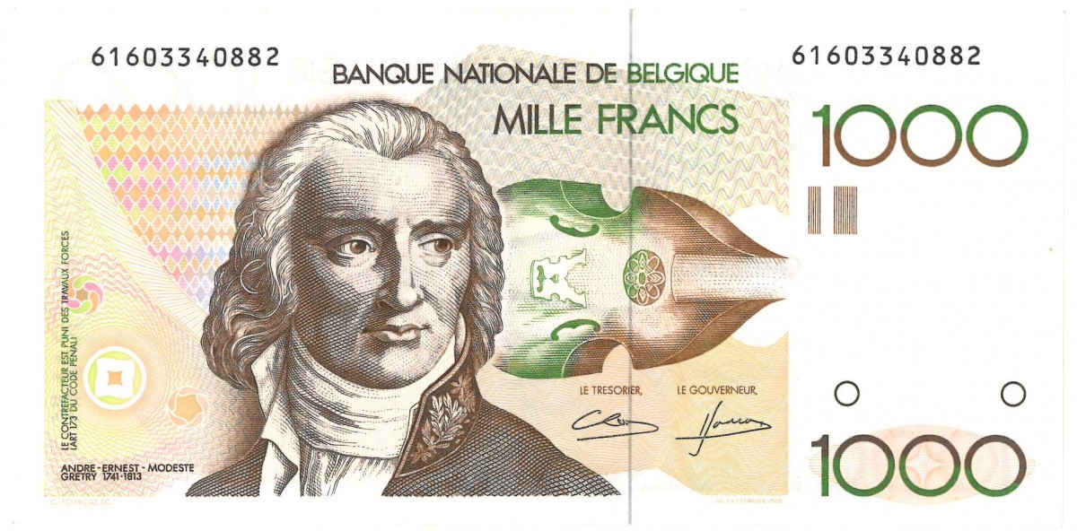 Belgium. 1000 Francs. Banknote. Type 1980-1996. - About UNC.