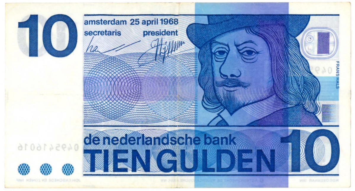 Nederland. 10 gulden. Bankbiljet. Type 1968. Type Frans Hals. - Fraai +.