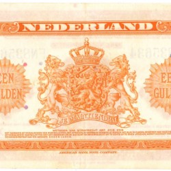 Nederland. 1 gulden. Muntbiljet. Type 1943. Type Wilhelmina I. - Zeer Fraai +.