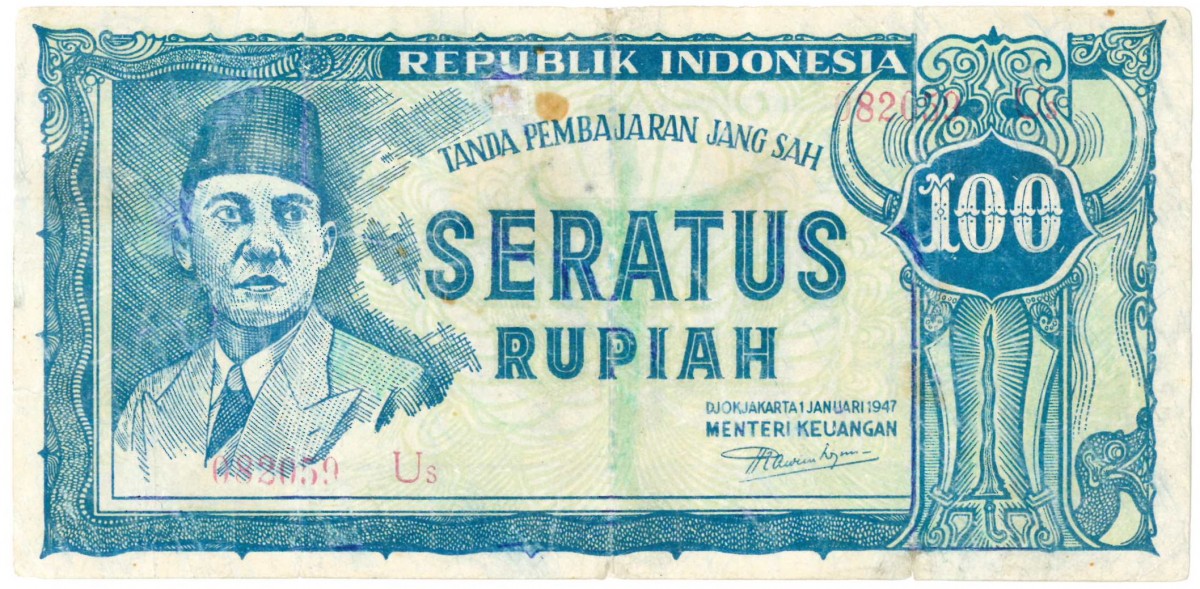 Indonesia. 100 Rupiah. Banknote. Type 1947. - Fine.