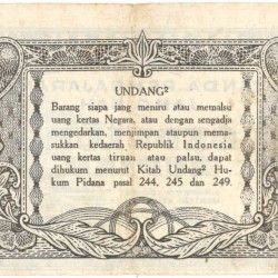 Indonesia. 10 Rupiah. Banknote. Type 1945. - Very fine -.