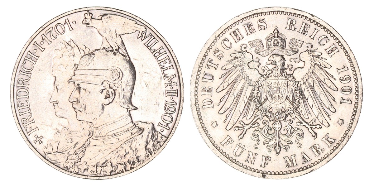 German states. Prussia. Wilhelm II. 5 Mark. 1901.