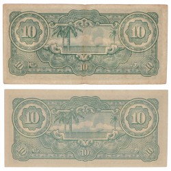 Netherlands-Indies. 2x 10 dollar. Japanese Government. Type 1942-1945. - Very Fine / Extremely Fine.