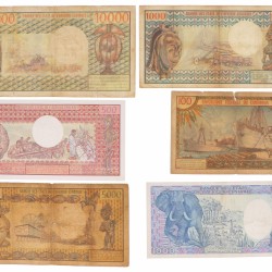 Cameroun. 100/500/2x1000/5000/10000 Francs. Banknote. Type 1974-1988. - Good - UNC.