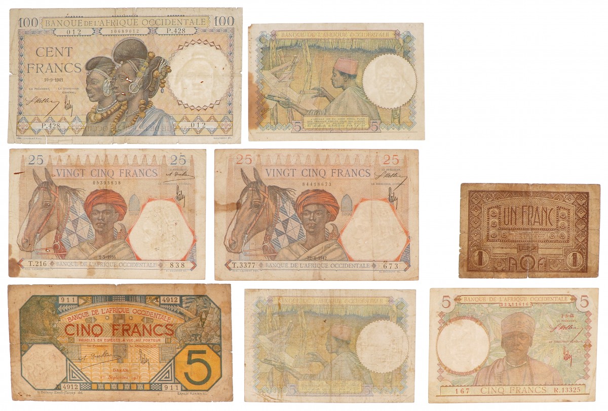 French West Africa. 1/4x5/2x25/100 Francs. Banknote. Type 1932-1943. - Good – Very fine.