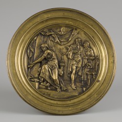 Een bronzen tazza met decor voorstellende een scène uit 'Macbeth', Engeland, ca. 1930.