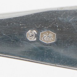 (2) delige set schepwerk "Hollands puntfilet" zilver.