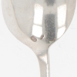 (12) delige set koffielepeltjes "Hollands puntfilet" zilver.