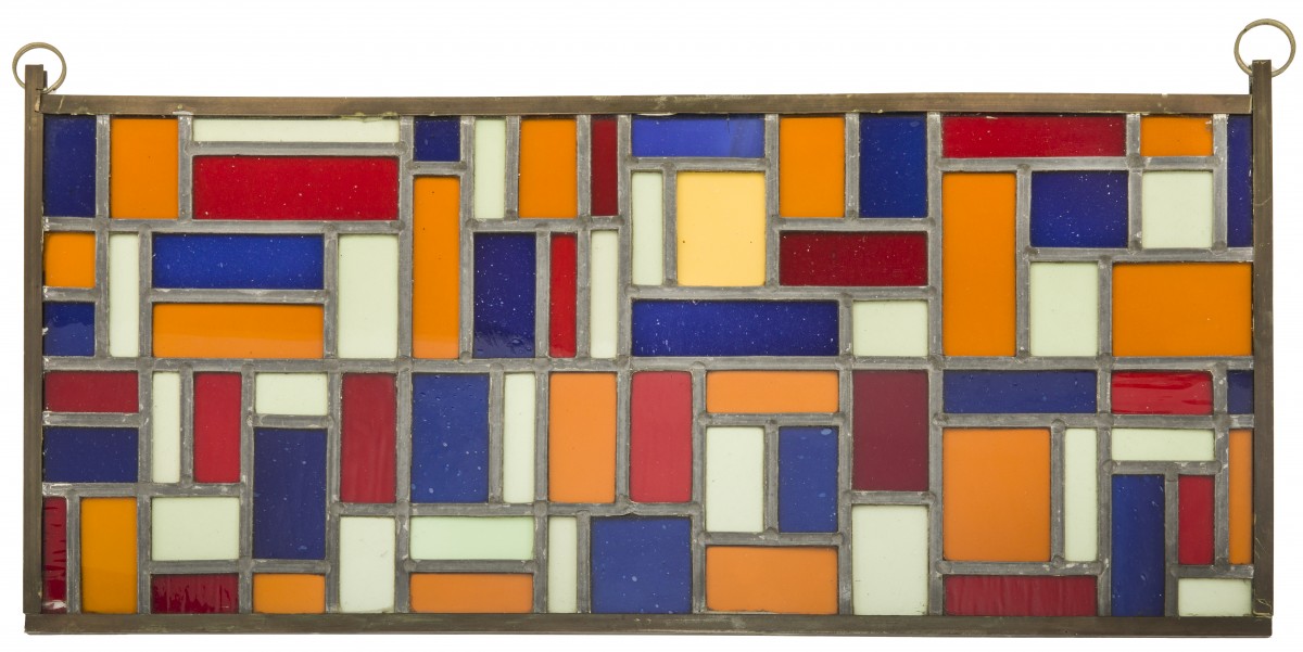 Theo van Doesburg (Utrecht 1883 - 1931 Davos), Compositie VIII, een glas-in-lood raam voor Woonblok I & V, Spangen, Rotterdam, ca. 1919.