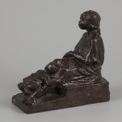 Alfredo Pina (1883 - 1966), Afrikaanse vrouw met kind, brons, Frankrijk, 1e helft 20e eeuw.