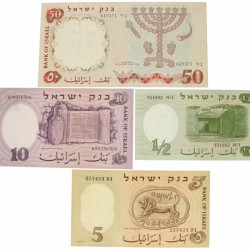 Israel. Lot 4 notes. Banknote. Type 1958. - UNC.