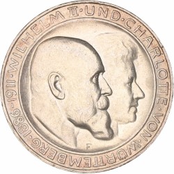 German states. Württemberg. Wilhelm II. 3 Mark. 1911 F.