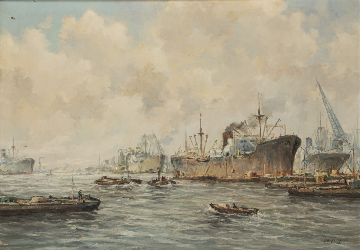 Theodorus Henry Wiegman (Rotterdam 1908 - 1996 Schiedam), De haven van Rotterdam.