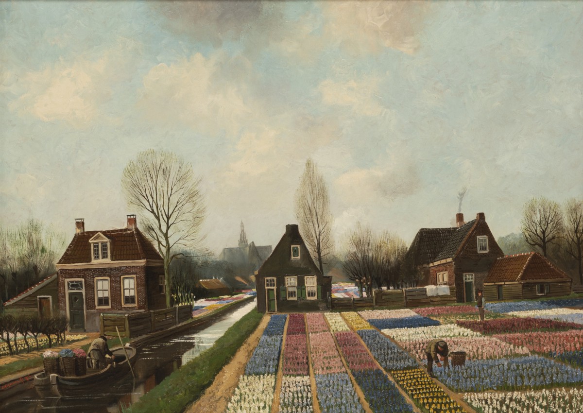 Jaap Wigersma (Noord 1877 - 1957 Haarlem), Landarbeiders op de bollenvelden.