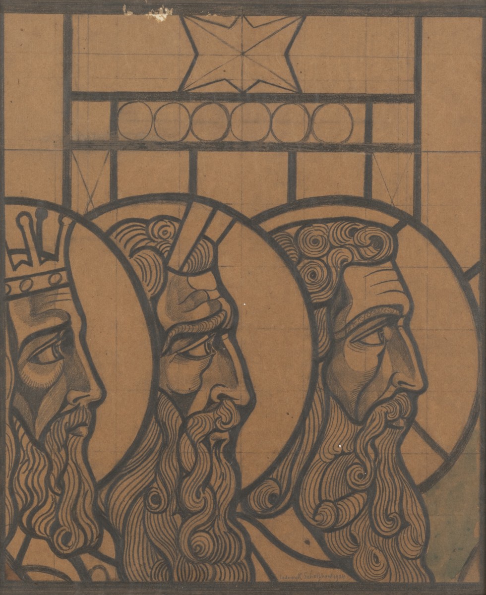 Lodewijk Schelfhout (Den Haag 1881-1943 Amstelveen), Drie figuren uit het Oude Testament w.o. Koning David en Mozes.