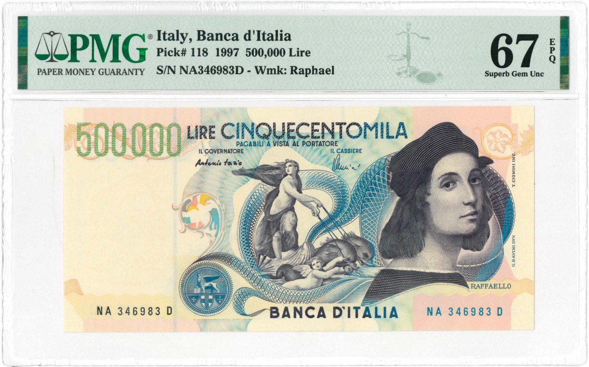 Italy. 500000 Lire. Banknote. Type 1997. Type Raphael. - UNC.