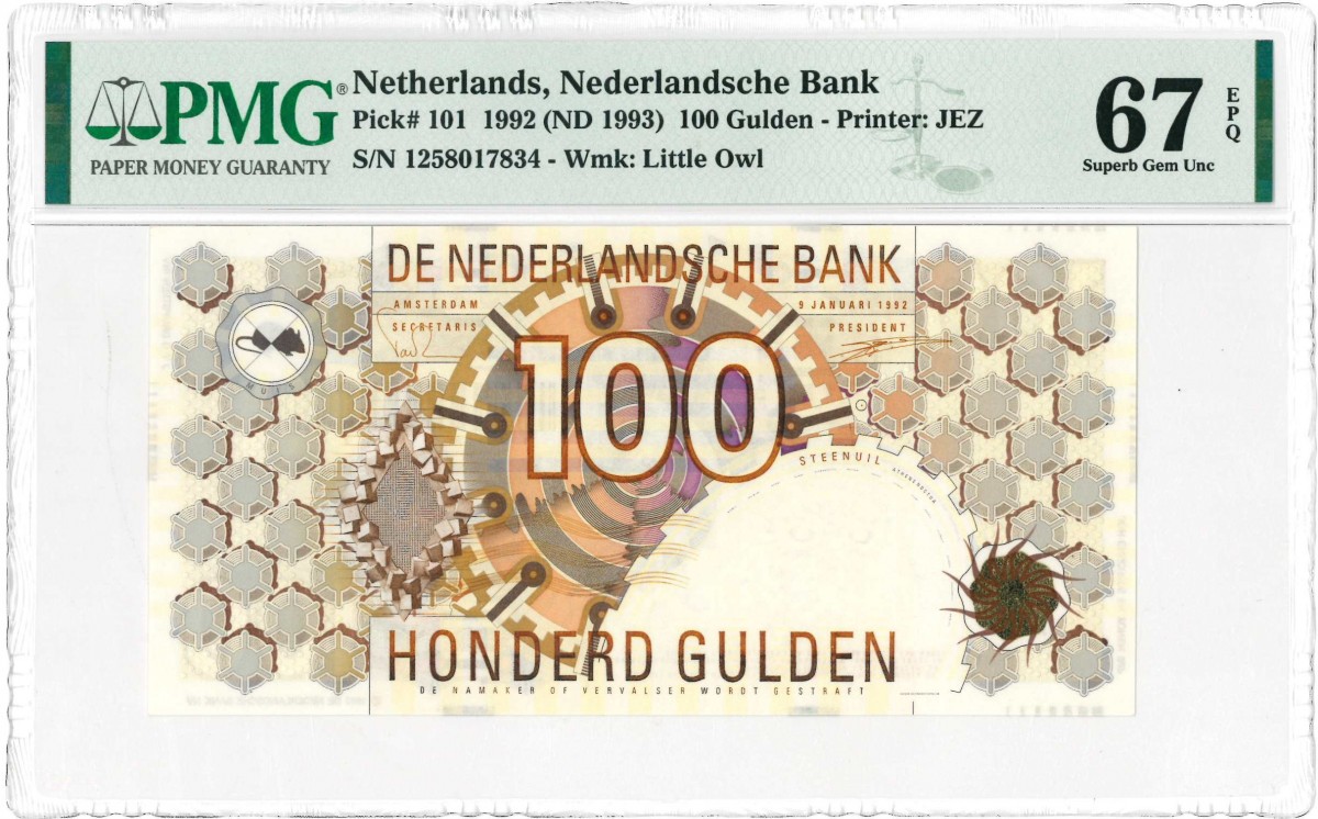 Nederland. 100 gulden. Bankbiljet. Type 1992. Type Steenuil. - UNC.