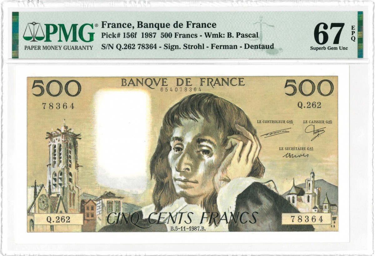 France. 500 Francs. Banknote. Type 1987. - UNC.