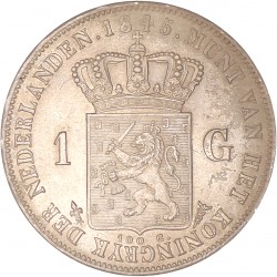 1 Gulden. Willem II. 1845 met streep. Prachtig / UNC.