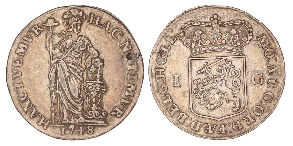 1 gulden -generaliteits-. Holland. 1748. Zeer Fraai +.