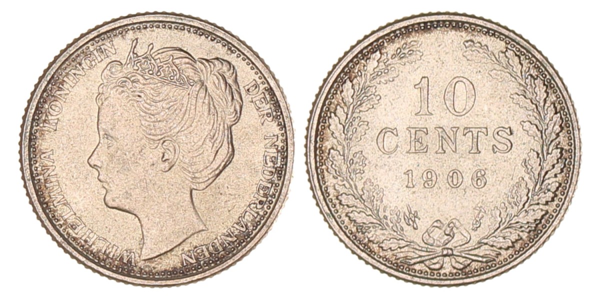 10 cent. Wilhelmina. 1906. UNC.