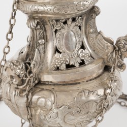 Christelijk kerkwierookvat (Thuribulum) zilver.