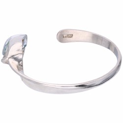 Zilveren Lapponia Salamander bangle armband, met druppelvormige blauwe acryl steen - 925/1000.