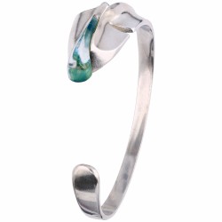 Zilveren Lapponia Salamander bangle armband, met druppelvormige blauwe acryl steen - 925/1000.