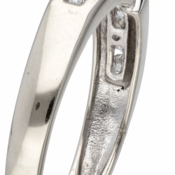 14 kt. Witgouden shoulder ring bezet met ca. 0.49 ct. diamant.