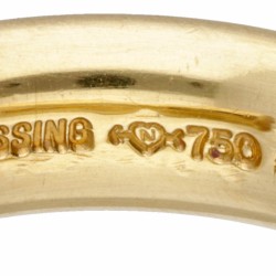 18 kt. Klassieke geelgouden satin Niessing 'Spannring' bezet met ca. 0.44 ct. diamant.