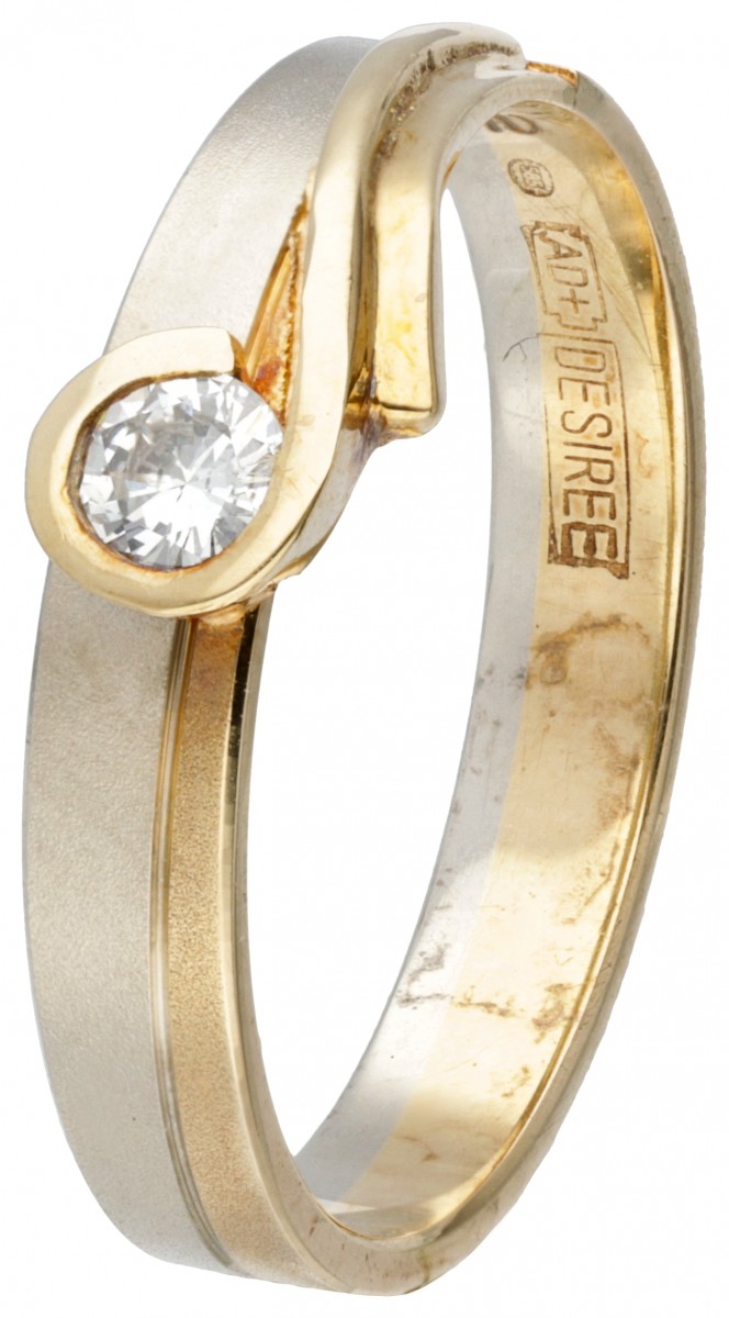 14 kt. Bicolor gouden Desiree ring bezet met ca. 0.10 ct. diamant.