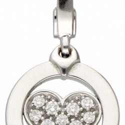 18 kt. Witgouden Bvlgari 'Tondo Heart' hanger bezet met ca. 0.15 ct. diamant.