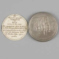 Johann Thomas Stettner (Nürnberg 1785 – 1872 Tiersdorf), Een Steck medaille/ Stecktaler of schroefmedaille - overwinning van de Rheinbund op de Fransen, 1813.