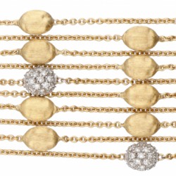 18 kt. Geelgouden Marco Bicego 'Confetti Oro Five Strand' armband bezet met ca. 0.65 ct. diamant.