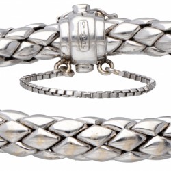 18 kt. Witgouden Chimento 'Stretch' armband met diamant op sluiting.