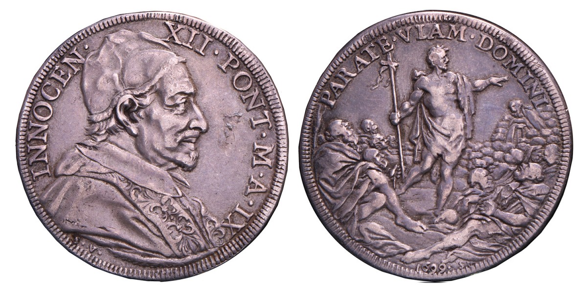 Italian states. Papal states. Innocent XII. ½ Piastra. 1699.