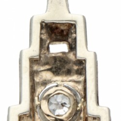 18 kt. Gouden met Pt 900 platina art deco hanger bezet met ca. 0.30 ct. diamant.