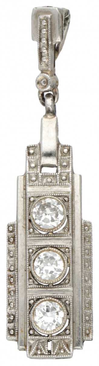 18 kt. Gouden met Pt 900 platina art deco hanger bezet met ca. 0.30 ct. diamant.