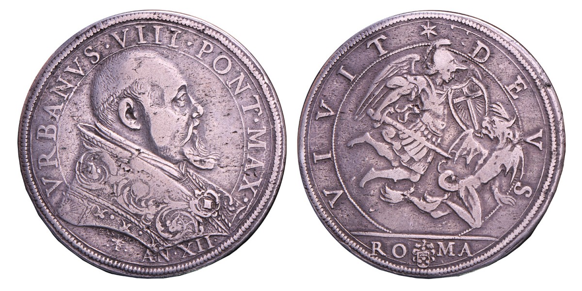 Italian states. Papal states. Urban VIII. Piastra. An XII (1634).