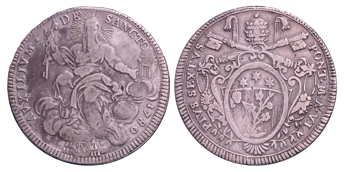 Italian states. Papal states. Pius VI. Scudo. 1780.