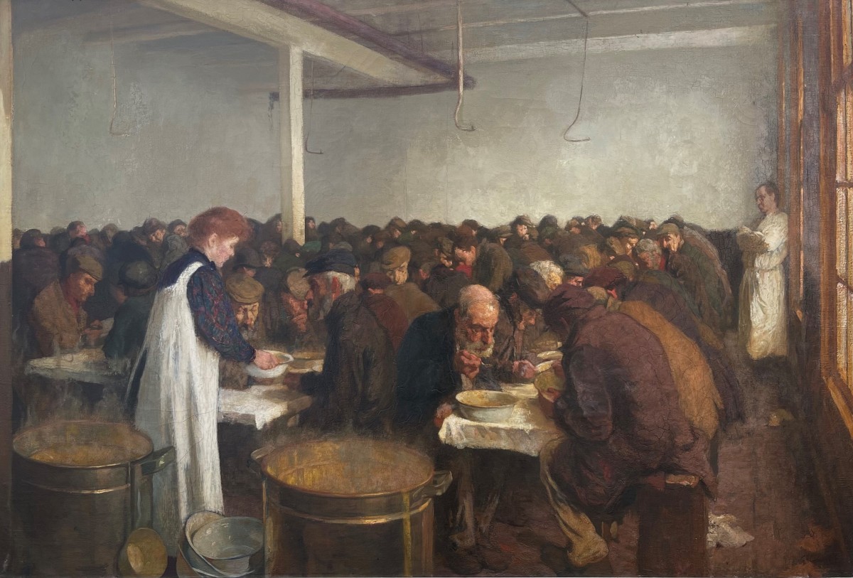 Ferdinand Gustaaf Willem Oldewelt (Amsterdam 1857- 1935 Laren, NH), Interieur voormalige volksgaarkeuken voor minderbedeelden, Amsterdam.