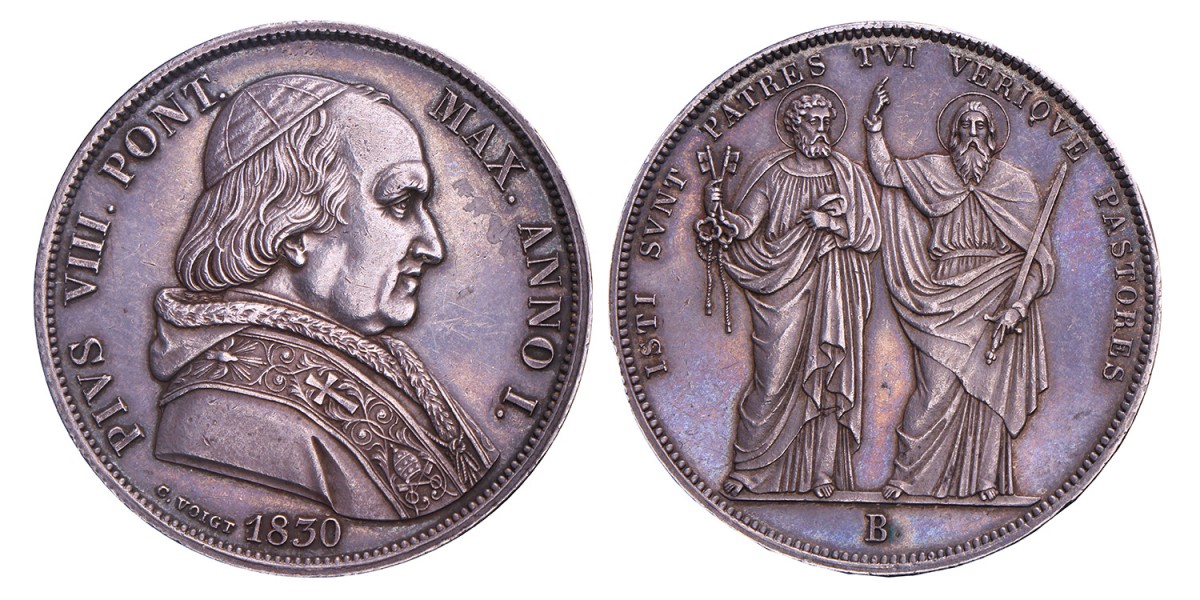 Italian states. Papal states. Pius VIII. Scudo. 1830 B.