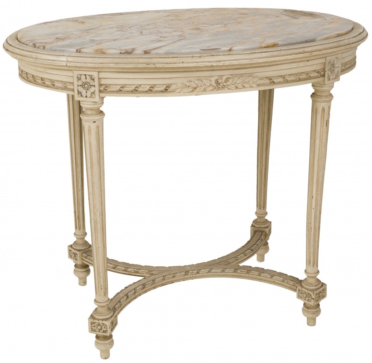 Een Louis XVI-stijl ovale tafel, Frankrijk, eind 19e eeuw.