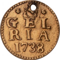 Bezemstuiver. Afslag in goud. Gelderland. 1738. Zeer Fraai.